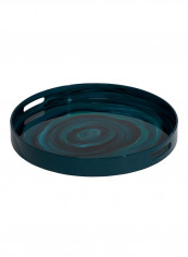 Sabina Swirl Tray Turquoise 50.165 x 6.35centimeter