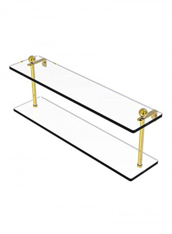 2-Tiered Glass Shelf Clear/Gold 22inch