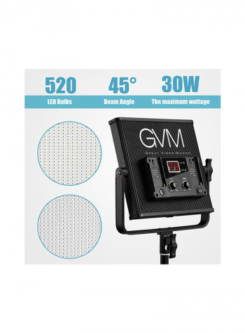 2-Piece Dimmable LED Video Panel Light With  Stand Lighting Kit Black
