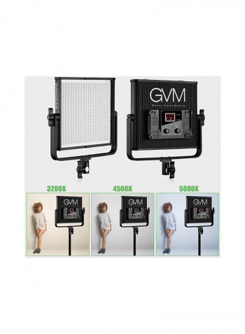 2-Piece Dimmable LED Video Panel Light With  Stand Lighting Kit Black