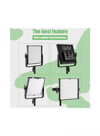 2-Piece Dimmable LED Video Panel Light With  Stand Lighting Kit Black