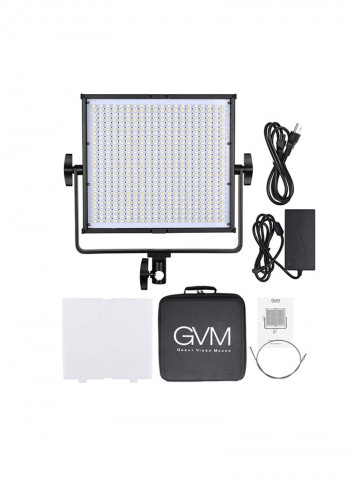 2-Piece Dimmable LED Video Panel Light With  Stand Lighting Kit Black