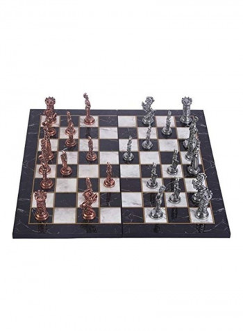 Oversized Metal and Ancient British Chess Set