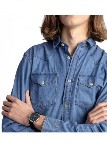 Established Black Leather Strap Watch