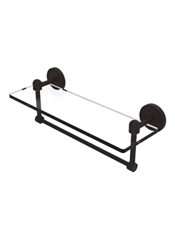 Integrated Towel Bar Glass Shelf Clear/Black 16x5inch