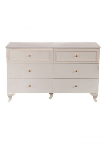 Isabella 6-Drawer Master Dresser White 84x41x136centimeter