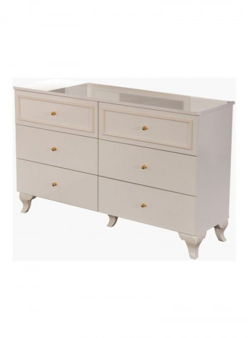 Isabella 6-Drawer Master Dresser White 84x41x136centimeter