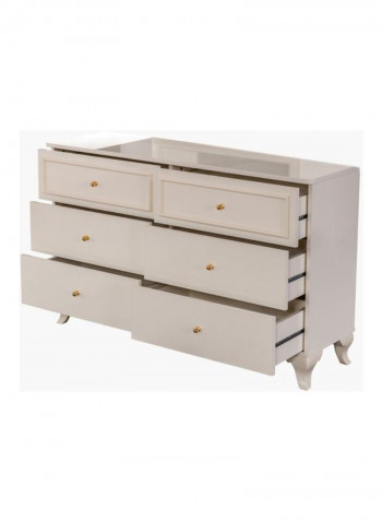 Isabella 6-Drawer Master Dresser White 84x41x136centimeter