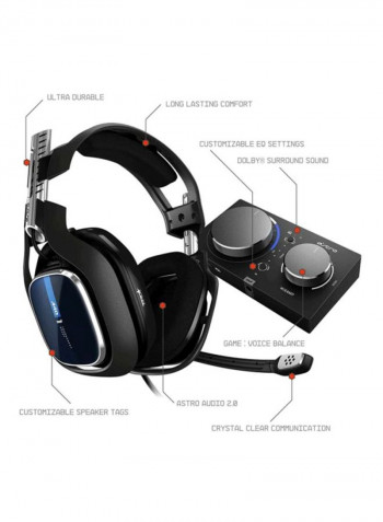 A40TR Wired Over-Ear Headset With MixAmp Black