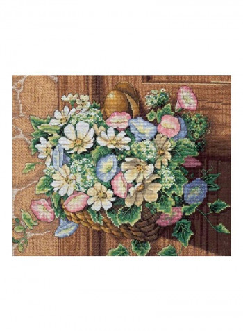 Flowers On Doorknob Counted Cross Stitch Beige/Brown/Green