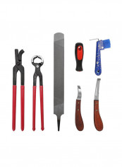 7-Piece Horse Farrier Hoof Nipper Trim Shoeing File Rasp Multicolour 450 x 350 x 100millimeter