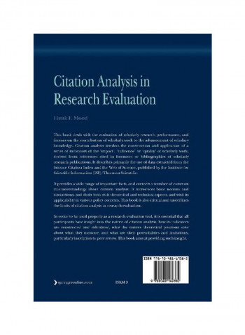 Citation Analysis In Research Evaluation Paperback