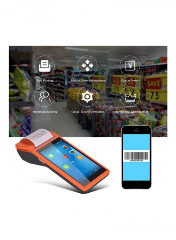 Smart POS Terminal Wireless Portable Printer Orange/Black