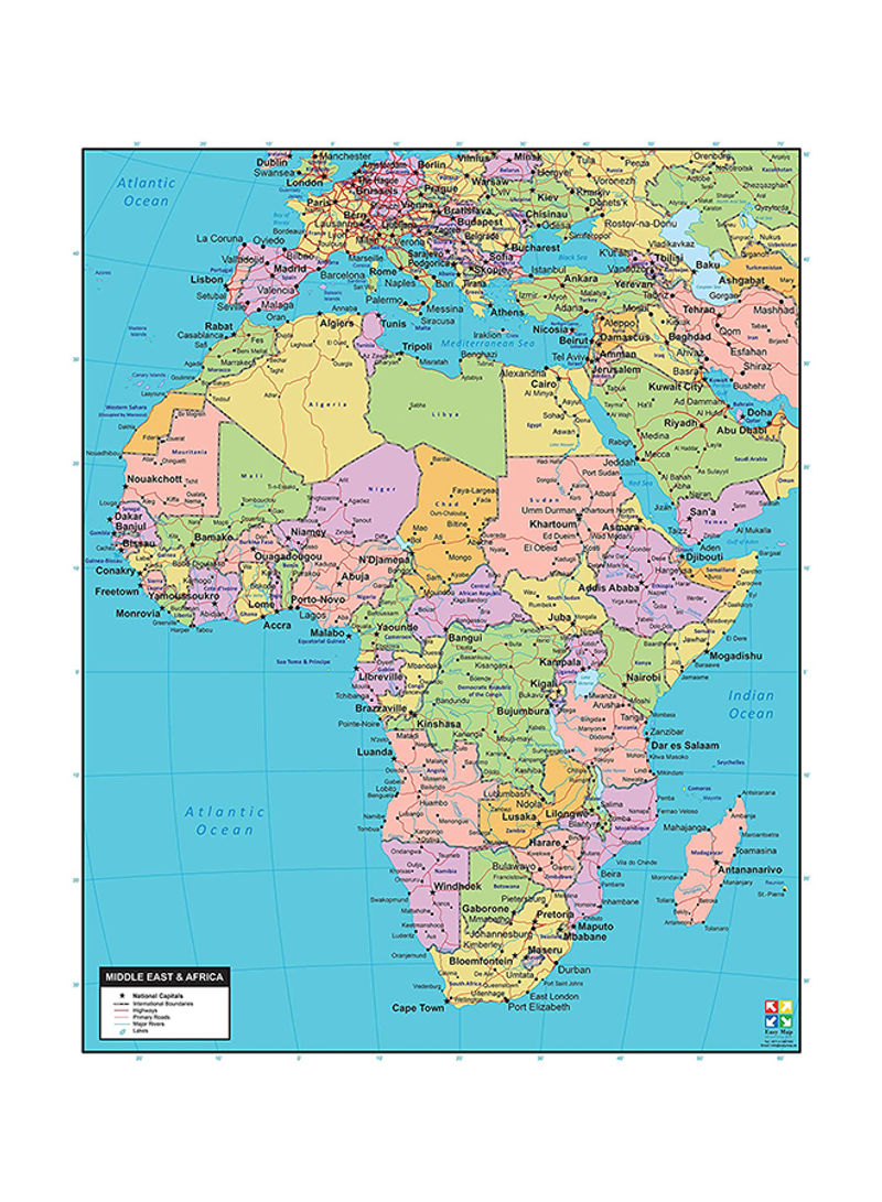 Middle East And Africa Wall Map Multicolour