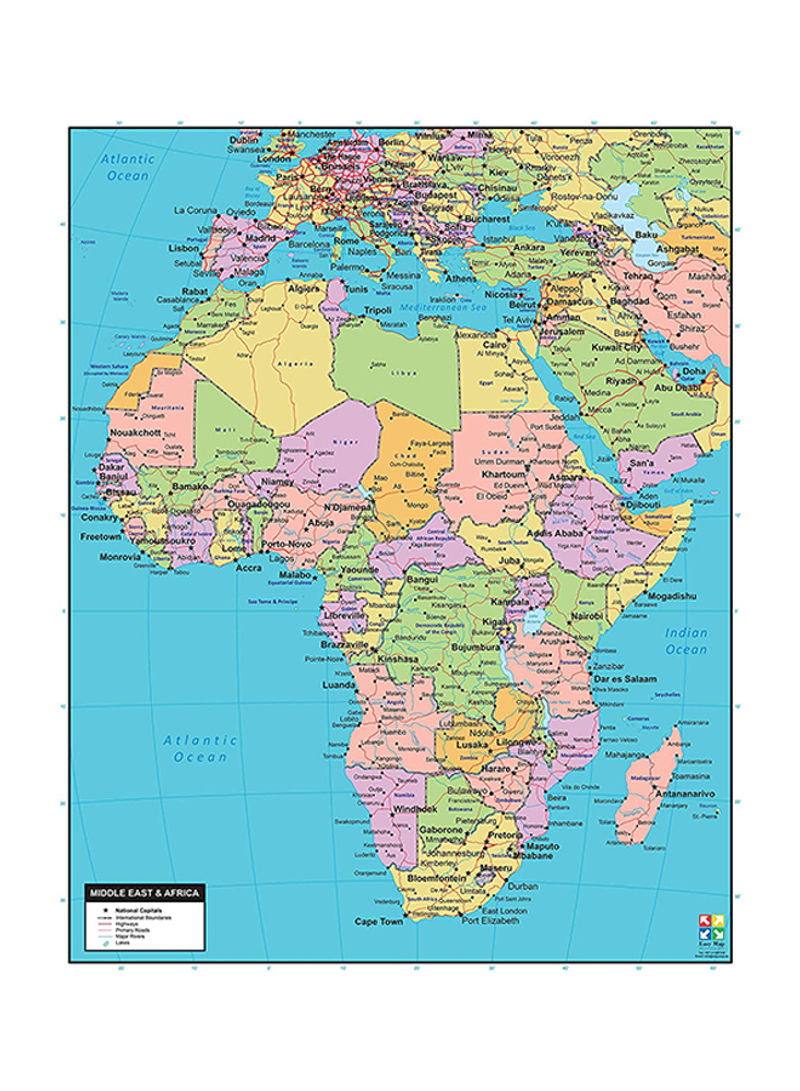 Middle East And Africa Wall Map Multicolour