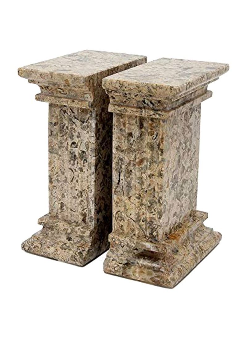 2-piece Fossil Stone Fluted Column Bookends