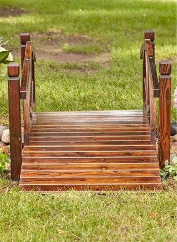 Wooden Garden Bridge With Safety Rails Brown 150x60x80cm
