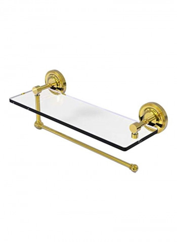 Paper Towel Holder Glass Shelf Clear/Gold 5x16x0.37inch