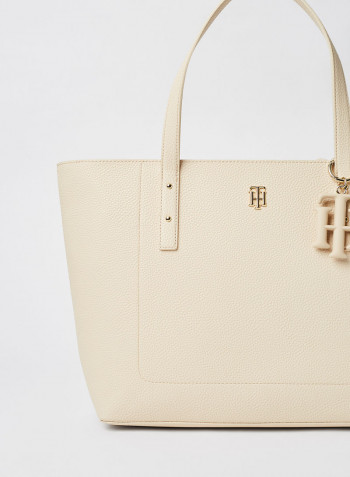 Monogram Charm Tote Bag Classic Beige