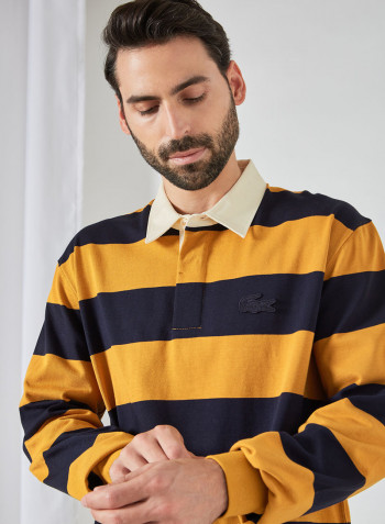 Striped Long Sleeve Polo Black/Yellow