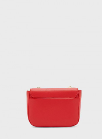 Logo Print Flap Crossbody Bag Red