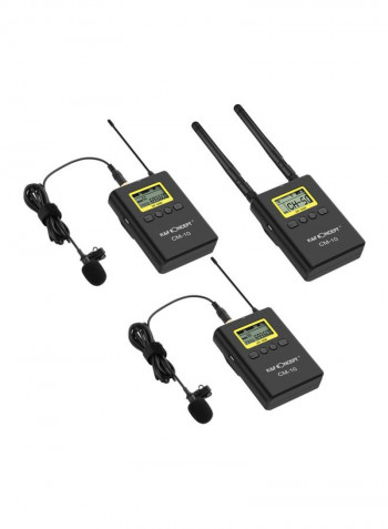 3-Piece Professional Wireless Video Recording Lavalier Lapel Microphone Transmitter With Receiver LU-D6520 Black