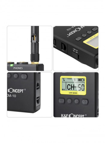 3-Piece Professional Wireless Video Recording Lavalier Lapel Microphone Transmitter With Receiver LU-D6520 Black