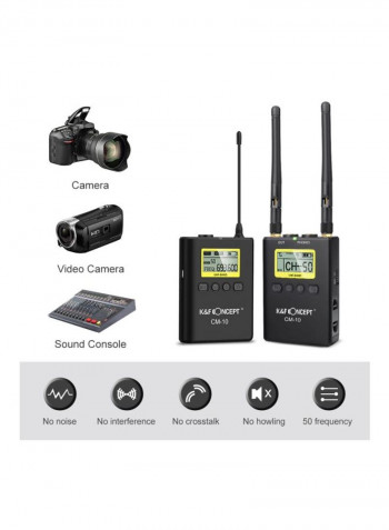 3-Piece Professional Wireless Video Recording Lavalier Lapel Microphone Transmitter With Receiver LU-D6520 Black