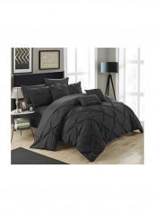 10-Piece Hannah Pinch Pleated Comforter Set Black