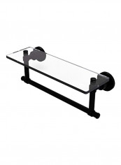 Glass Shelf With Towel Bar Clear/Matte Black 16inch