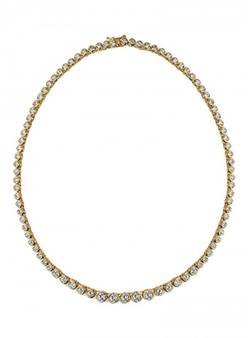 14 Karat Gold Plated Brass Cubic Zirconia Studded Necklace