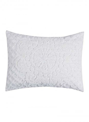 Pack Of 3 Geometric Design Bedspread With Sham Set White
