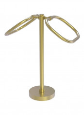 Dual Ring Oval Guest Towel Holder Satin Brass 9x20x6inch