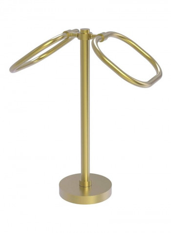 Dual Ring Oval Guest Towel Holder Satin Brass 9x20x6inch