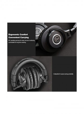 Professional Monitor Over-Ear Headphones With Detachable Cables Black