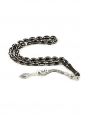 Jet Stone (Black Amber) Prayer Beads  With Sterling Silver Components