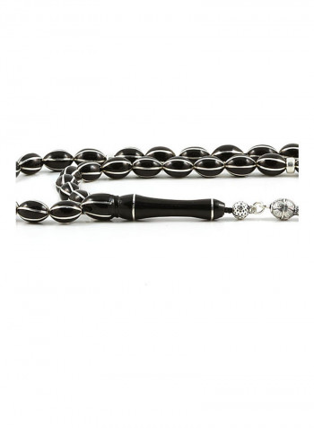 Jet Stone (Black Amber) Prayer Beads  With Sterling Silver Components