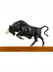 Decorative Vigorous Bull Sculpture Black 32x10x20cm