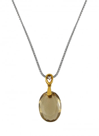 0.01 Ct Oval Diamond And Smoky Topaz Pendant