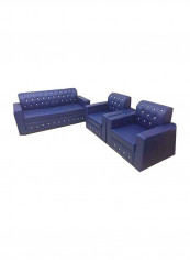 5-Seater Mab Modern Living Room Sofa Set Blue 200x80x94cm