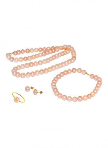 5-Piece 18 karat Gold Pearl Jewellery Set