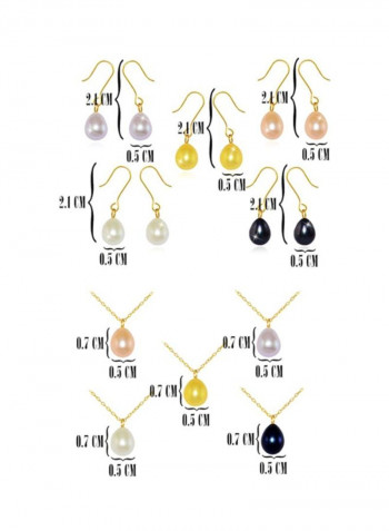 Pair Of 5 10 Karat Gold Pearl Earrings With Pendants And Necklace