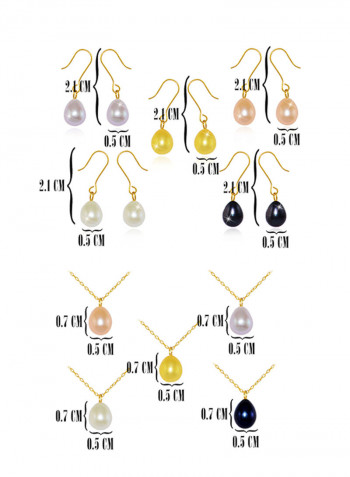 Pair Of 5 10 Karat Gold Pearl Earrings With Pendants And Necklace