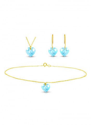 10 Karat Solid Yellow Gold 7 mm Topaz Jewellery Set
