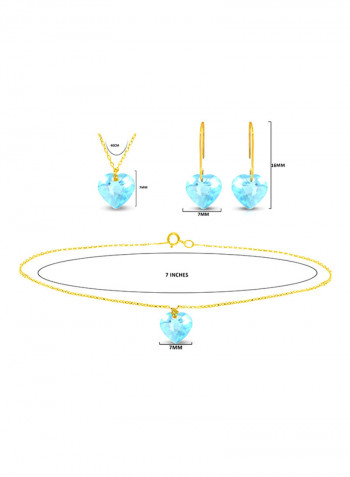 10 Karat Solid Yellow Gold 7 mm Topaz Jewellery Set