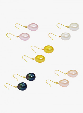 Pair Of 5 Pearl Dangle Earring