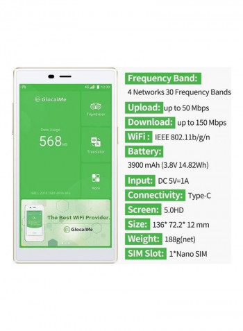 G4 MAX 4G LTE Mobile Hotspot 6.7x4.4x1.8inch White Gold