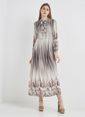 The Perfect Three-Quarter Sleeve Maxi Dress Grey/White