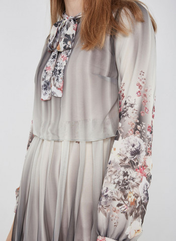 The Perfect Three-Quarter Sleeve Maxi Dress Grey/White