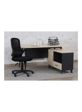 Rossburg Office Table Beige/Black 76x80x160cm